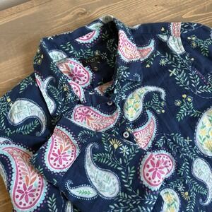 Talbots Womens MP Medium Petite Floral Paisley Print Long Sleeve Button Up Shirt